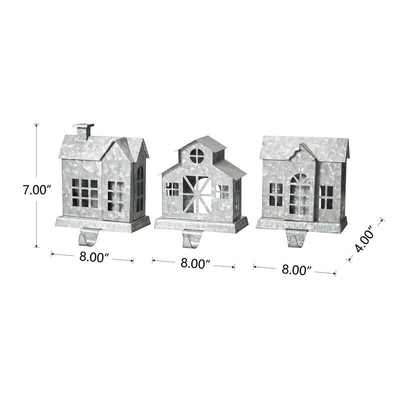 Glitzhome Set of 3 Galvanized House Stocking Holder