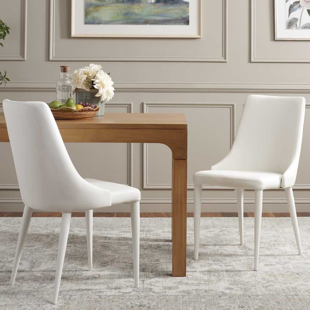 SAFAVIEH Socorro Mid-Century Modern White Dining Chair (Set of 2) - 23.6" x 19.6" x 35.5" - 24Wx20Dx36H