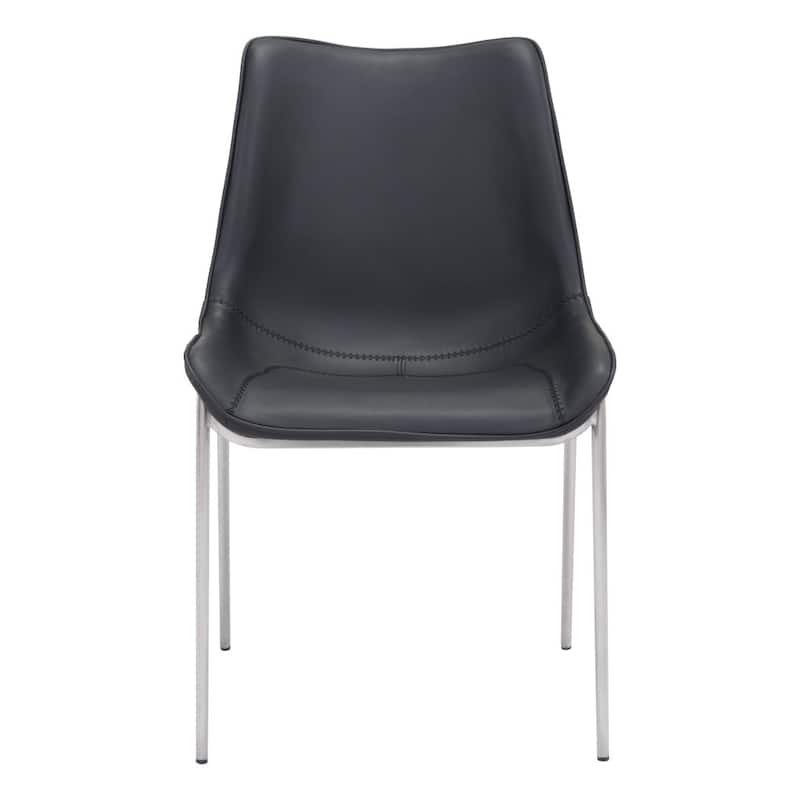 Set of 2 Solid Back Dining Chairs with Legs and Floor Protectors - 21.3” x 23.6” x 35.4”