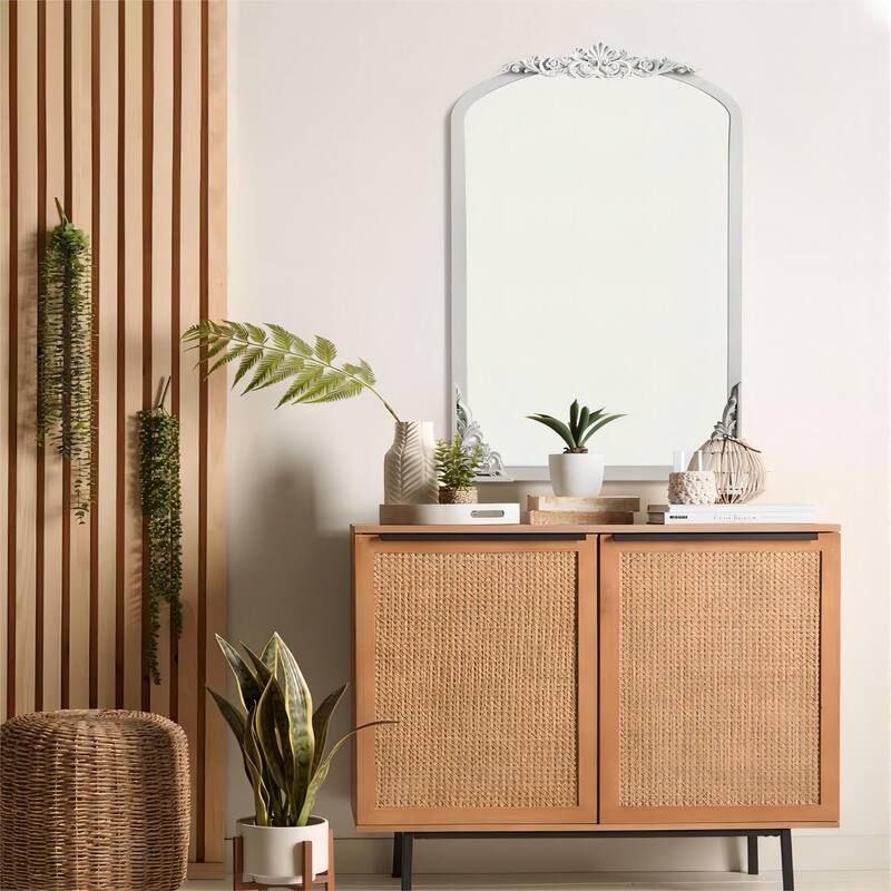 Lumioca Carved Solid Wood Arched Standing Mirror Wall Mirror