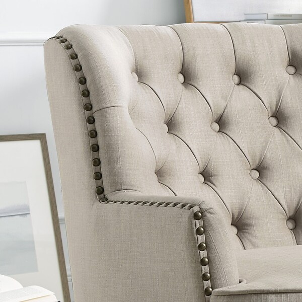 Rosevera Crystal 31 Wide Linen Tufted Armchair On Sale Bed