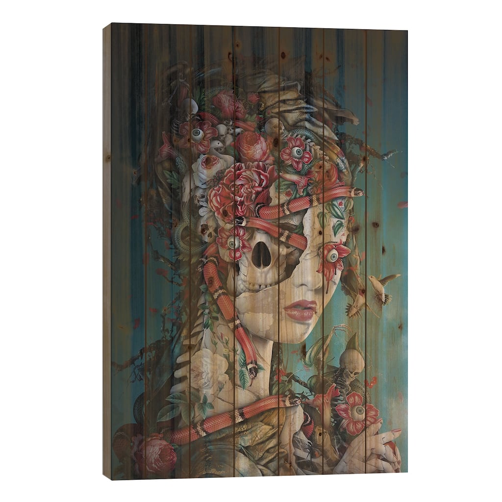 Captured By Snakes Print On Wood by Riza Peker - Multi-Color
