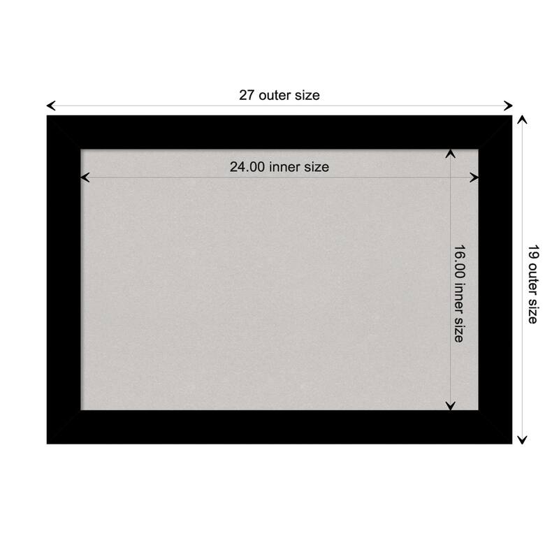 Brushed Framed Grey Corkboard Bulletin Board - Brushed Black - Board Size 24x16
