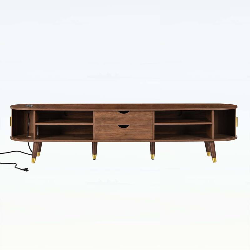 Farmhouse TV Cabinet with Charging Station,Sliding Tambour Door,and Ample Storage for Modern Living Rooms