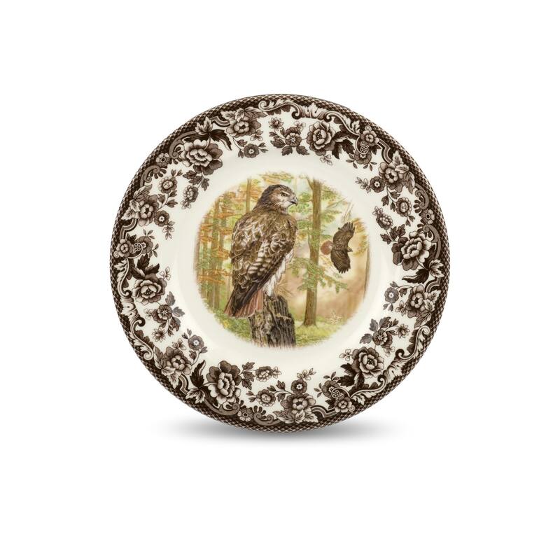 Spode Woodland Dinner Plate Birds Motif - 10.5 - Red-tailed Hawk