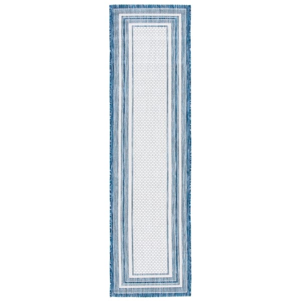 slide 2 of 13, SAFAVIEH Courtyard Vickie Indoor/ Outdoor Waterproof Patio Backyard Rug 2'3" x 10' Runner - Ivory/Navy