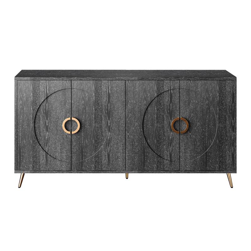 Wooden Accent Storage Cabinet Sideboard/Buffet Coffee Bar Cabinet with Adjustable Shelves for Dining Living Room Entry Hallway