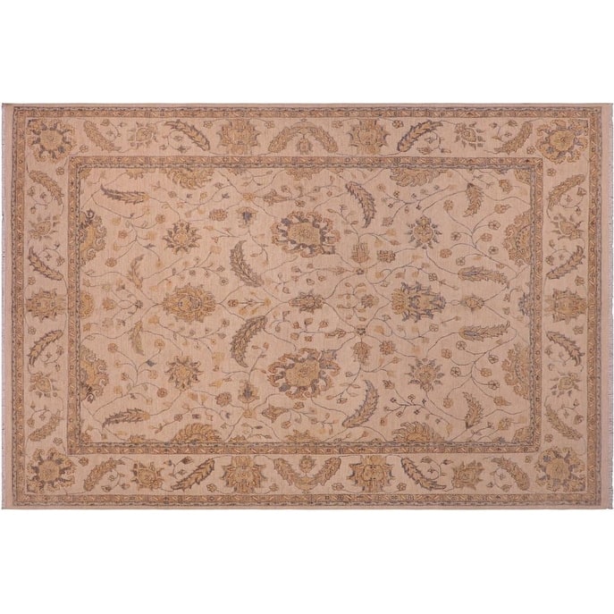 Boho Chic Ziegler Beige Hand-Knotted Wool Rug - 7'9'' x 9'9''