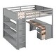 preview thumbnail 18 of 17, Full Size Loft Bed with Built-in Studying Desk, Solid Wood Bed Frame with 3-Tier Shelves and Storage Drawers, Versatile Bed