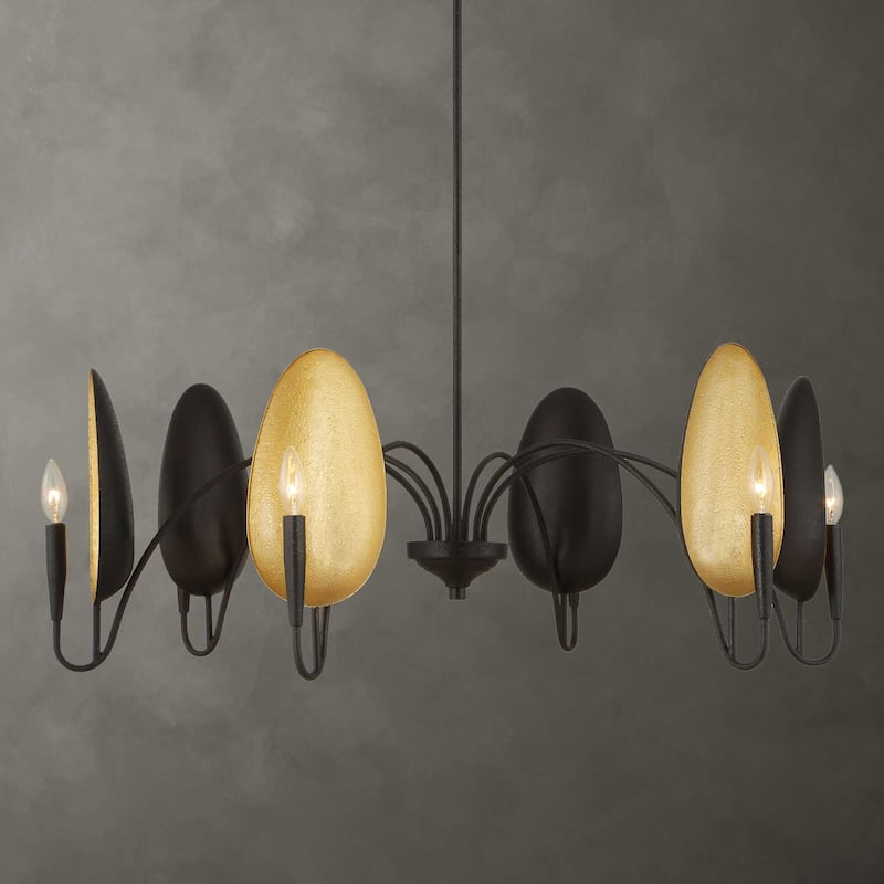 Uttermost Warwick 6 Light Matte Black Chandelier - 41.5"W x 41.5"D x 19"H