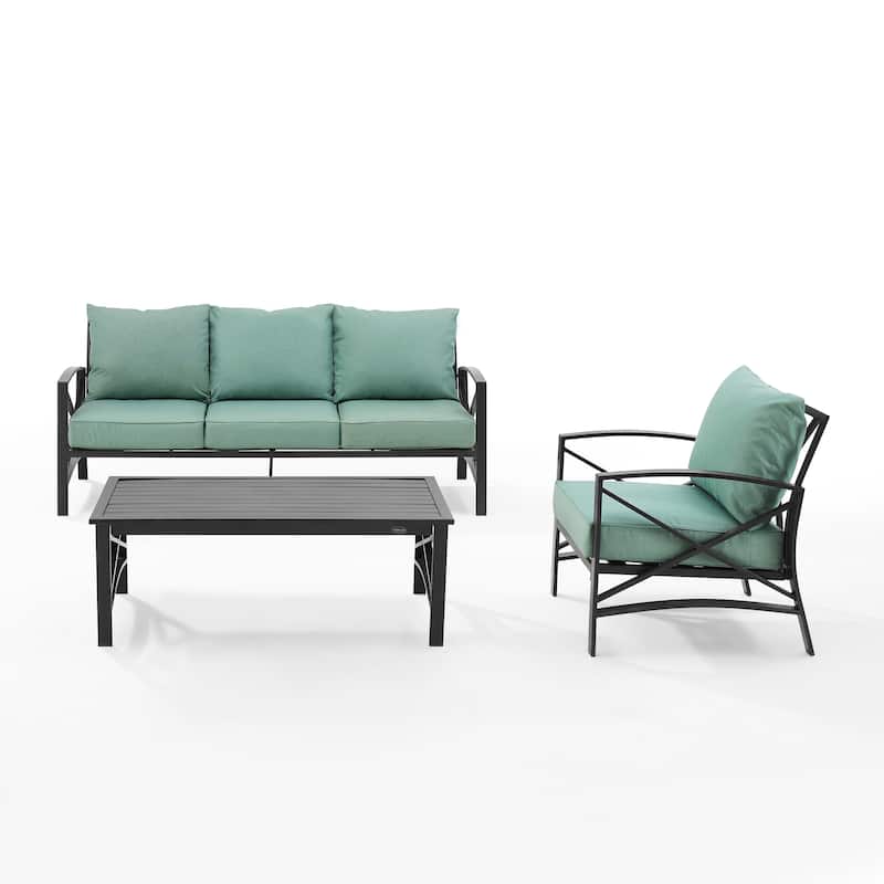 Crosley Kaplan 3Pc Outdoor Sofa Patio Furniture Set - 119 W x 68.5 D x 32 H