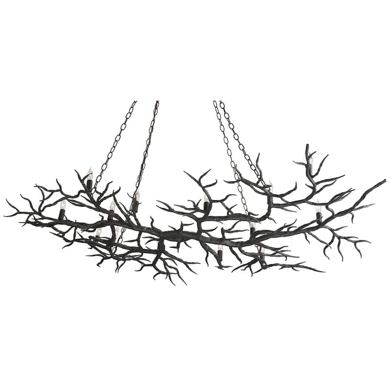 Currey & Company Rainforest Bronze Chandelier - 46.25"h x 74"w x 46.75"d - 46.25"h x 74"w x 46.75"d - Rustic Bronze