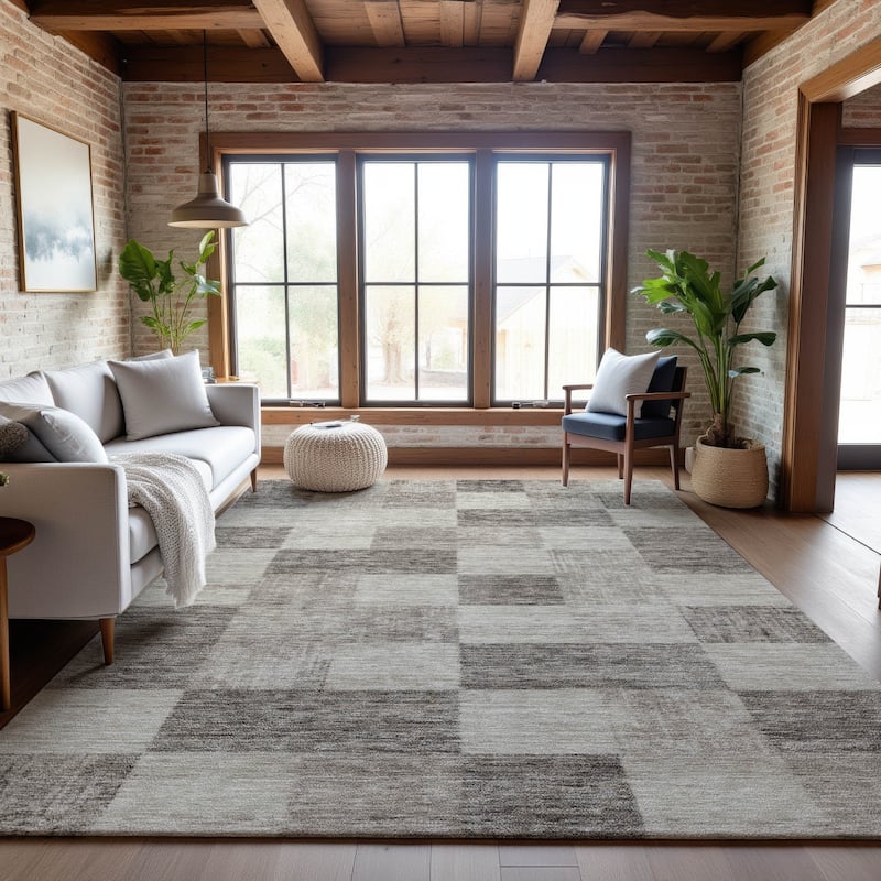 Premium Washable Super Soft Modern Checker Mayfield Rug - Beige - 5' x 7'6"