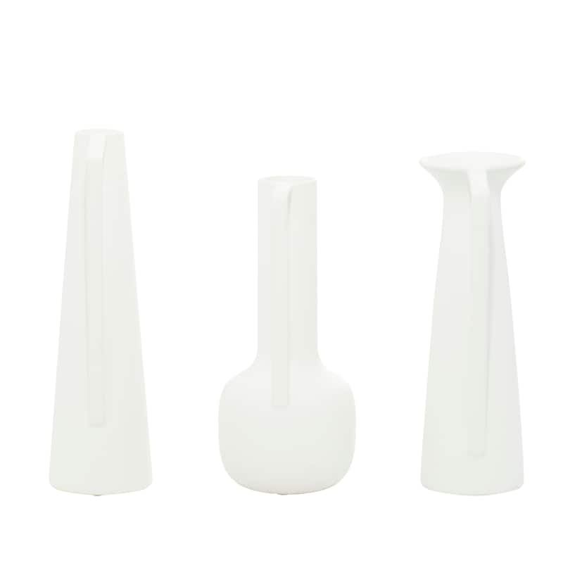 CosmoLiving by Cosmopolitan Ceramic Vase with Handles (Set of 3) - Black or White