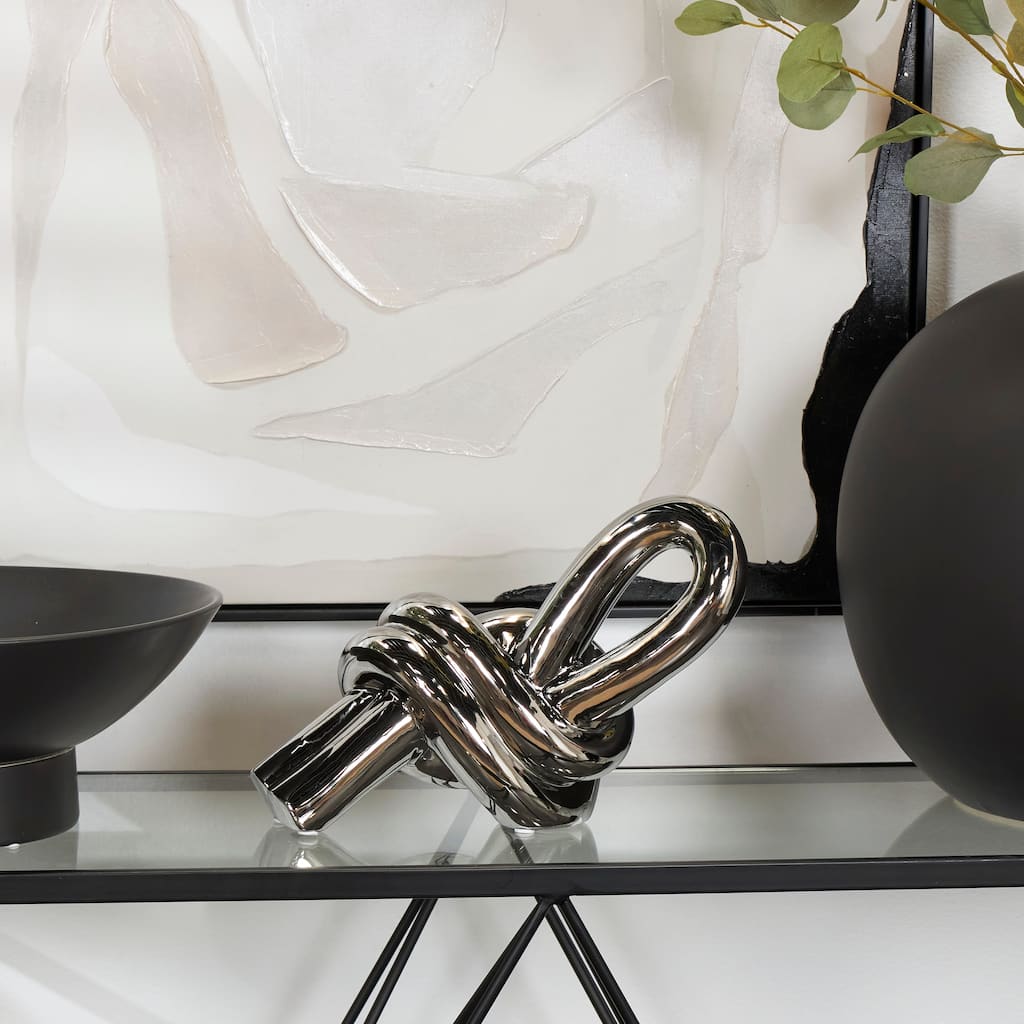 Silver Ceramic Knot Decorative Sculpture