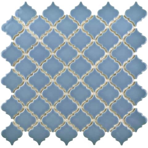 Merola Tile Hudson Tangier Light Blue 12.38" x 12.5" Porcelain Mosaic Tile