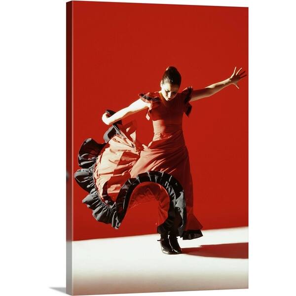 A Female Flamenco Dancer Performing A Traditional Spanish Dance Canvas Wall Art Overstock 16493010