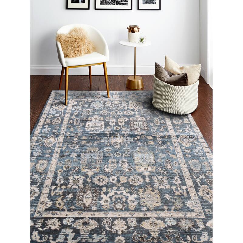 Bashian Byroon Blue Transitional Area Rug