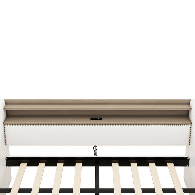Twin Size Daybed with Storage Drawers, LED Lights, Charging Station, and Upholstered Design