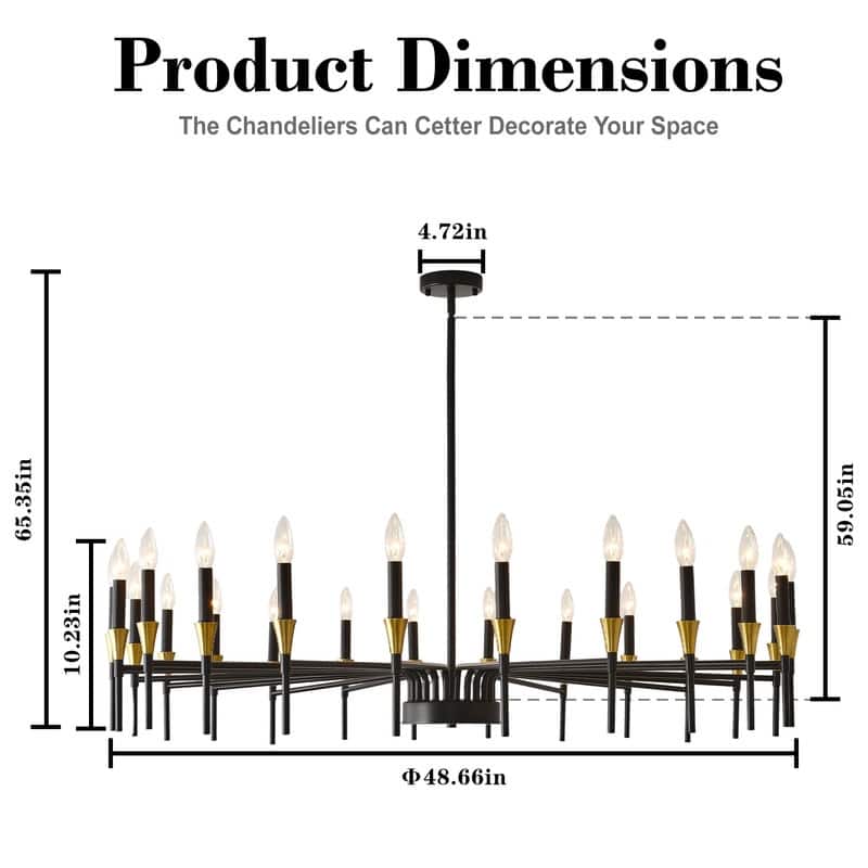 Modern Black Gold Farmhouse Chandelier Large Candle Chandeliers