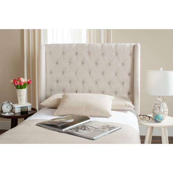 Safavieh London Creme Upholstered Tufted Wingback Headboard (Twin). Opens flyout.