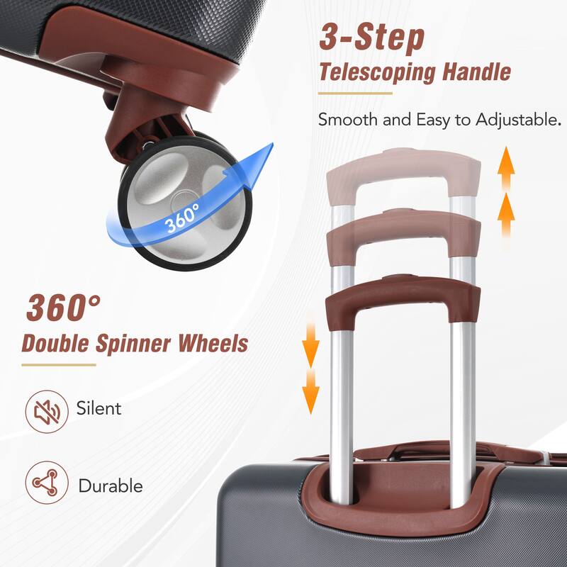 Lightweight 3-Piece Hardside Luggage Set with TSA Lock, 20" & 28" Spinner Suitcases & Cosmetic Case