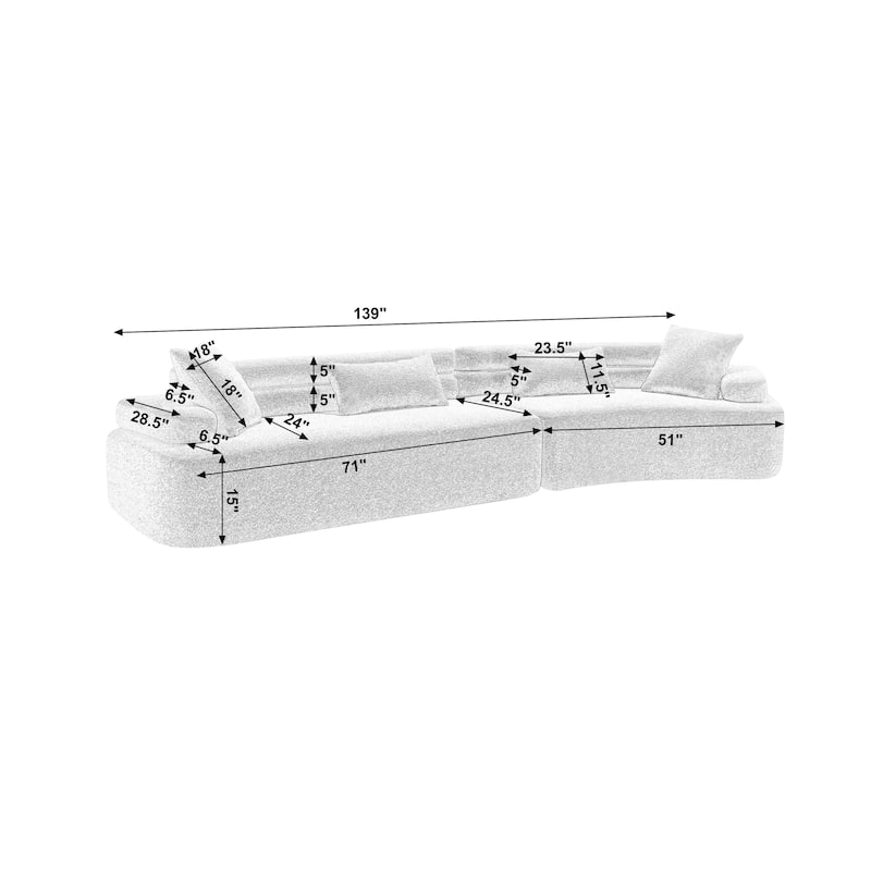 Frameless Sofa with Sponge Construction, ARC Armrests, No Assembly Required