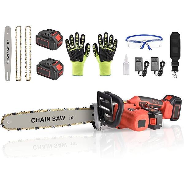 slide 2 of 5, Electric Chainsaw Cordless Brushless Orange - Battery
