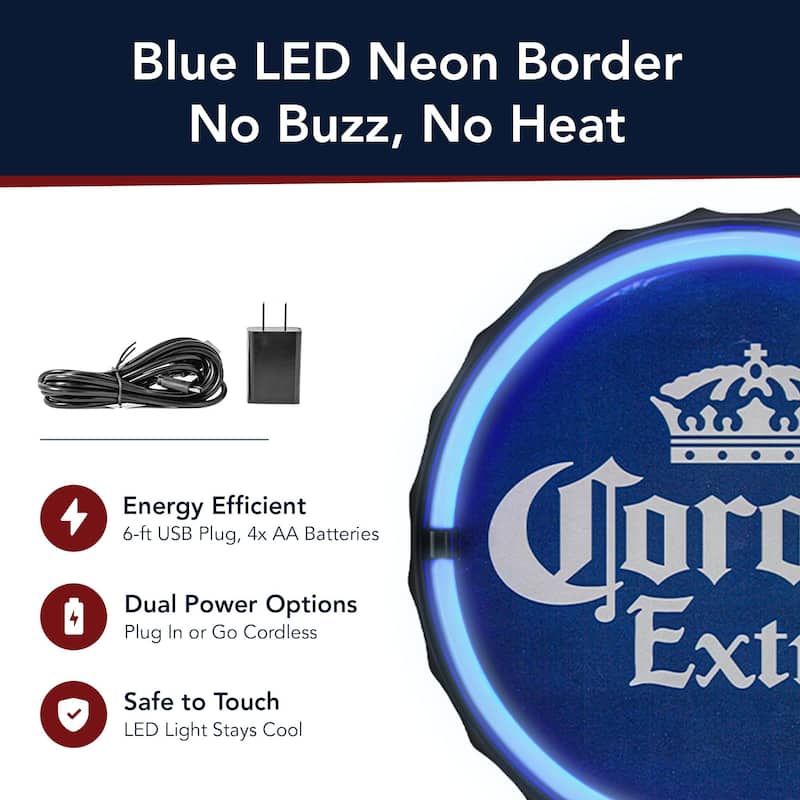 American Art Decor Corona Extra Beer LED Neon Light Sign Wall Decor - 12" - 12" H x 12" L x 1.5" D