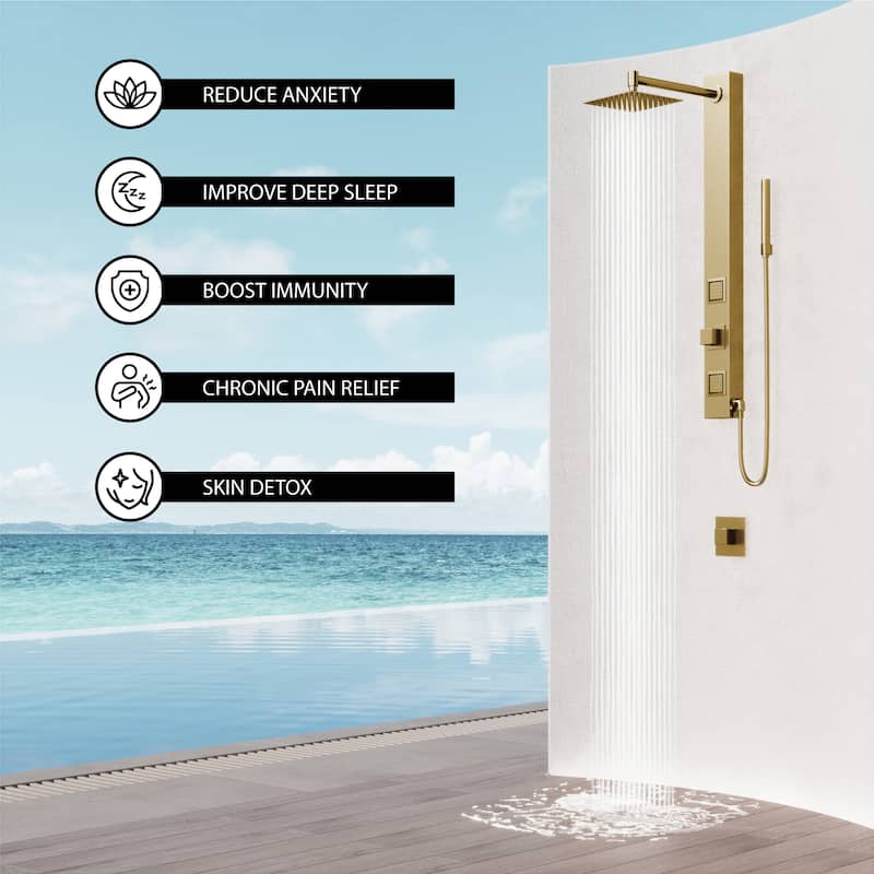VIGO Orchid 39" H x 4" W 2-Jet Retro Shower Panel with Square Shower Head