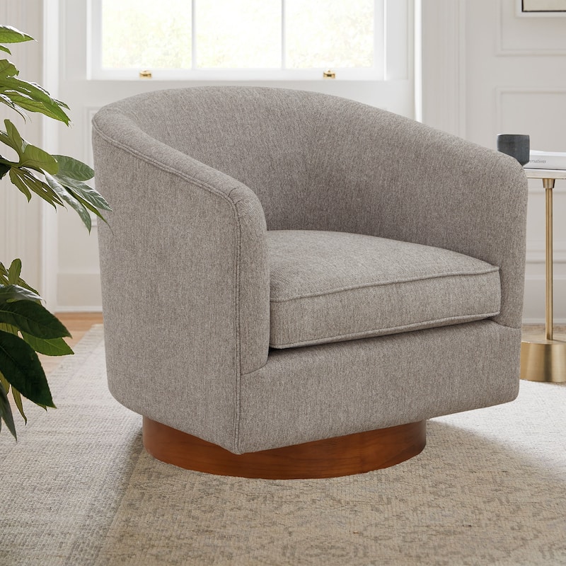 Maxine Chenille Fabric Wood Base Swivel Accent Chair by Greyson Living - 28.5"W x 28.75"D x 28"H