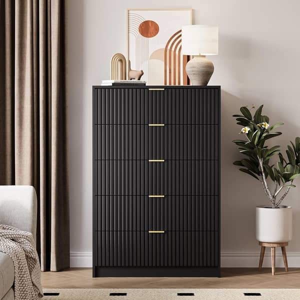 Drawer Tall Dresser with Gold Handles 32 Inch Wide Chest for Bedroom Living  Room Office Entryway - Bed Bath & Beyond - 42931863