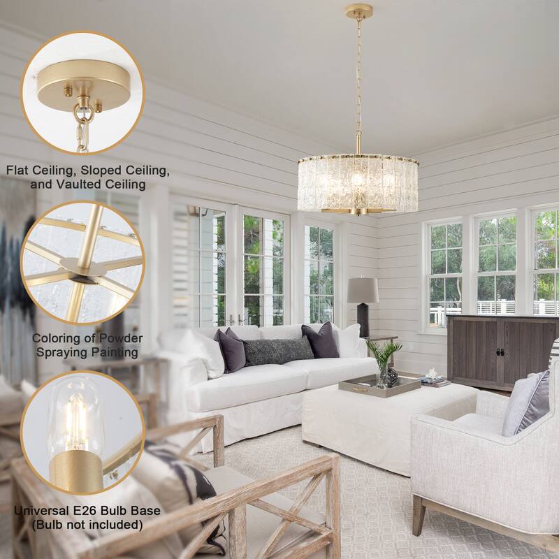 5-Light Modern Candlestick Hanging Linear Chandelier Lighting with Glass Sheet for Kitchen Island