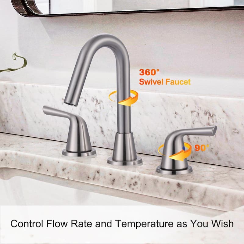 WOWOW 8 in. Widespread Double Handle Bathroom Faucet