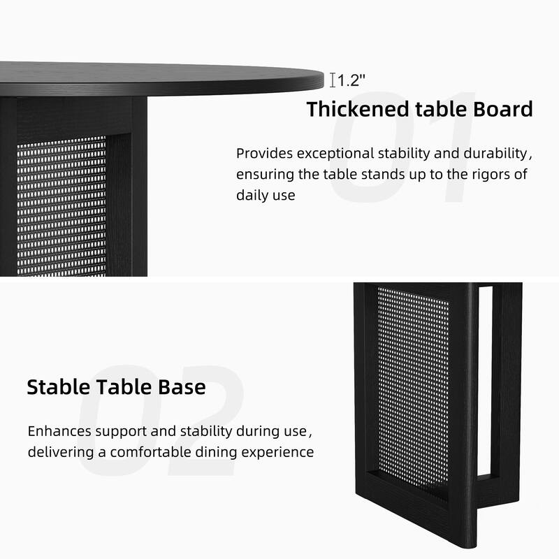 79" Dovelina Oval Dining Table with Rattan Double Pedestal for 8 People