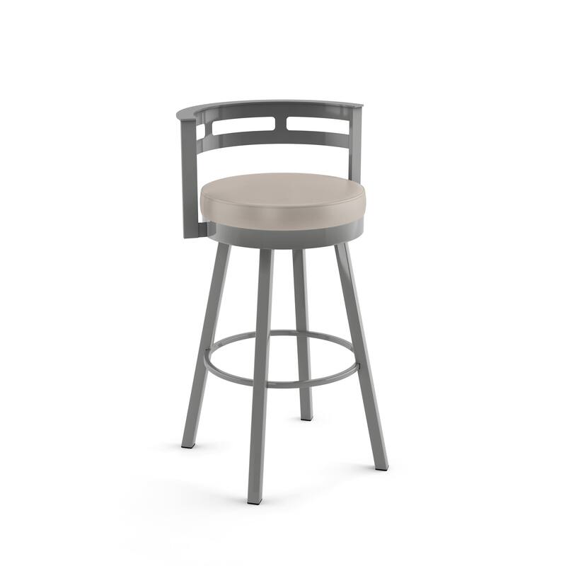 Amisco Render Swivel Counter Stool - Cream Faux Leather / Glossy Grey Metal