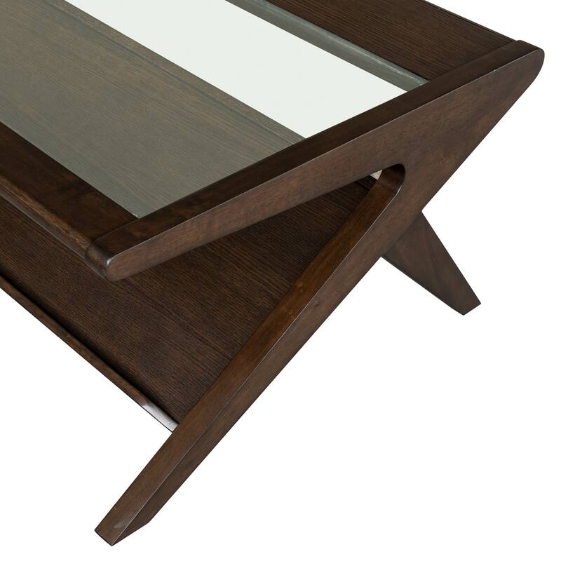INK IVY Rocket Wood & Tempered Glass Coffee Table