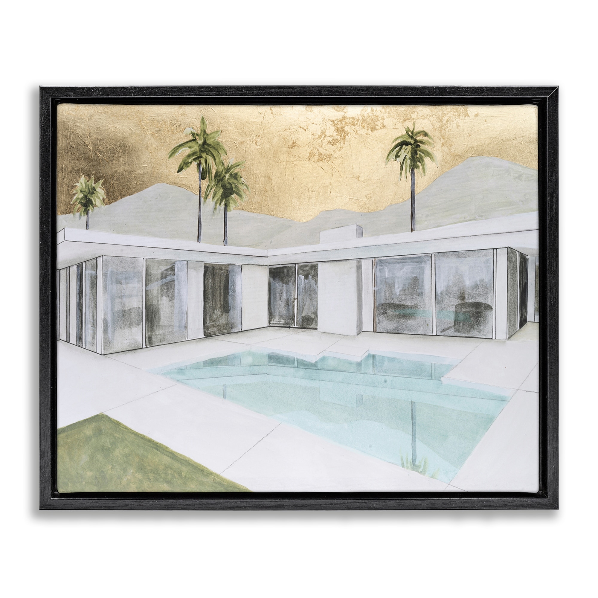 Stupell Modern Chic Pool View Framed Floater Canvas Wall Art Design By Michael Willett