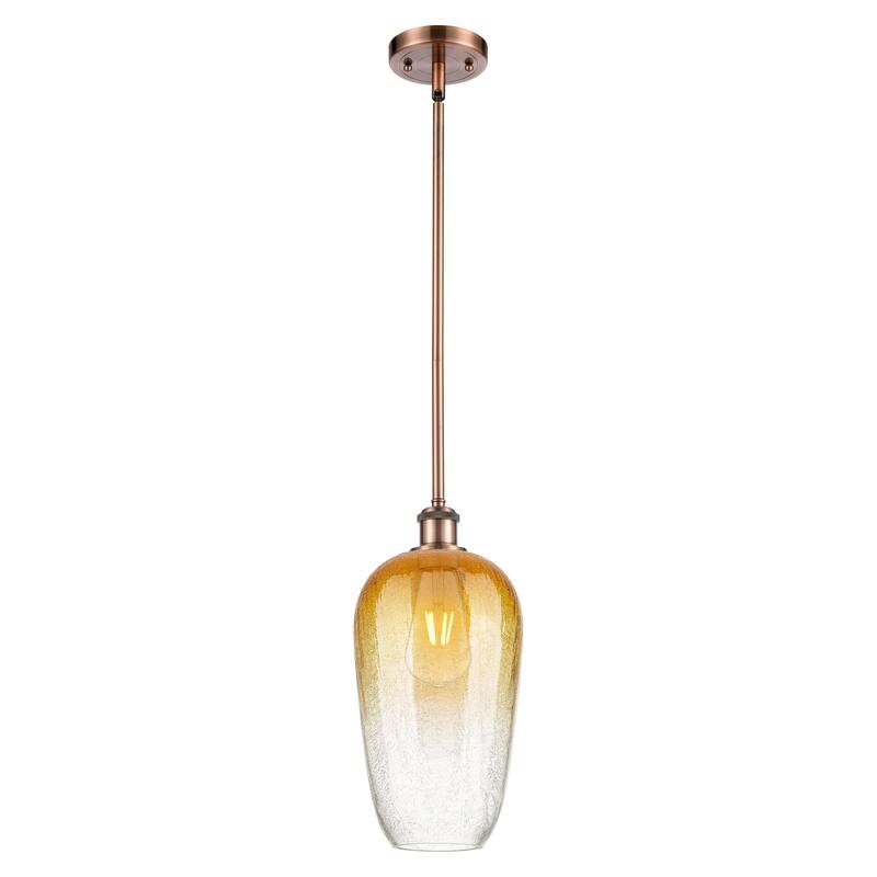 Innovations Lighting Endless Possibilities Ballston - Brookhaven Flute - 1 Light 7" Stem Hung Mini Pendant - Antique Copper/Amber