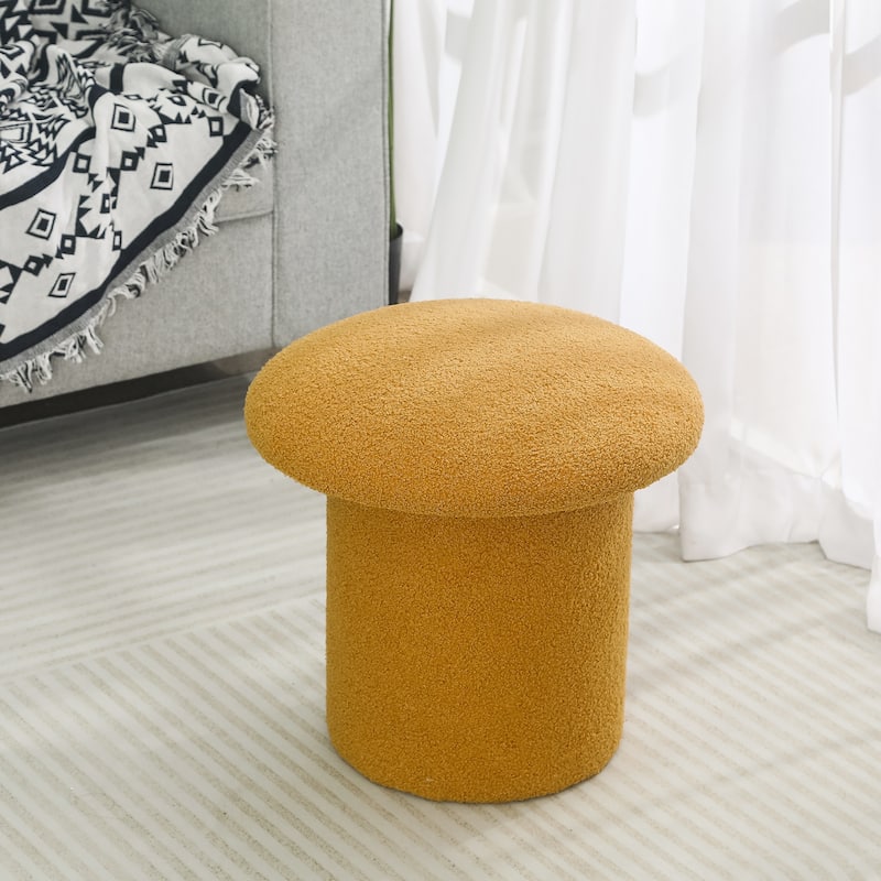 Adeco Large Mushroom Ottoman Velvet Foot Stool