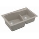 preview thumbnail 18 of 45, Karran Drop-In Quartz 33 in. 1-Hole 60/40 Double Bowl Sink - 33" x 22" x 10" - 33" x 22" x 10"