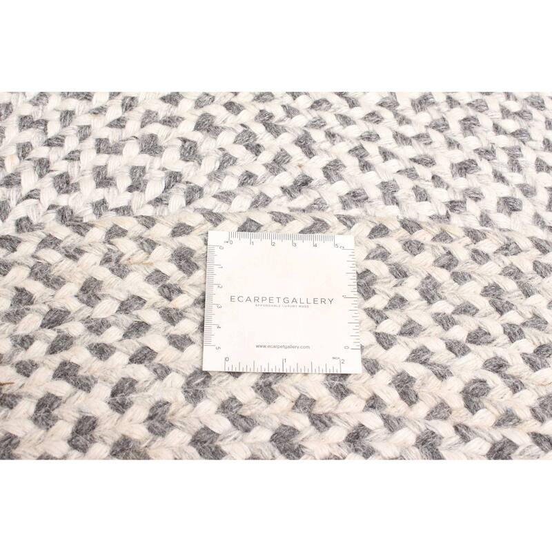 ECARPETGALLERY Braid weave Sienna Ivory Wool Rug - 3'2 x 3'2