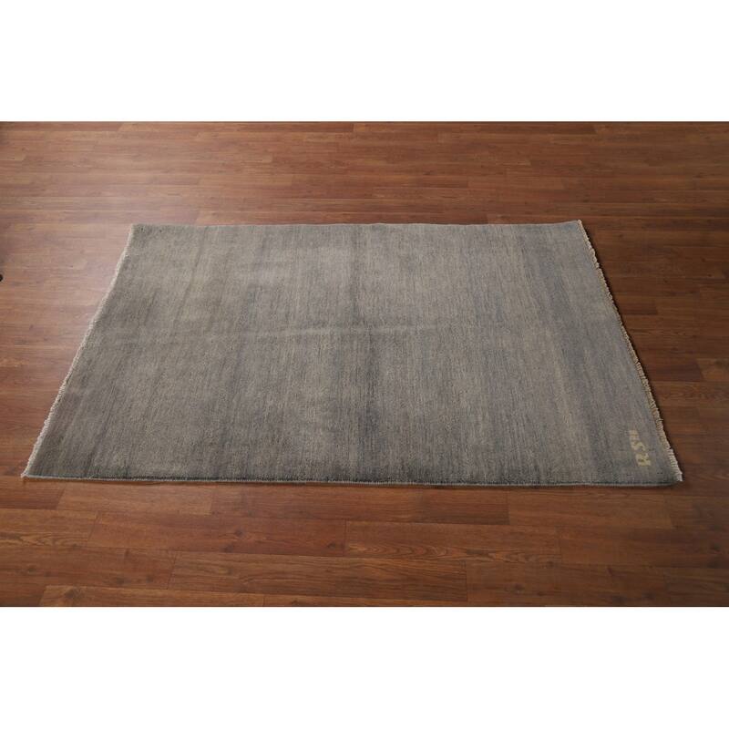 Gray Modern Gabbeh Oriental Foyer Rug Hand-Knotted Wool Carpet - 3'3"x 4'11"