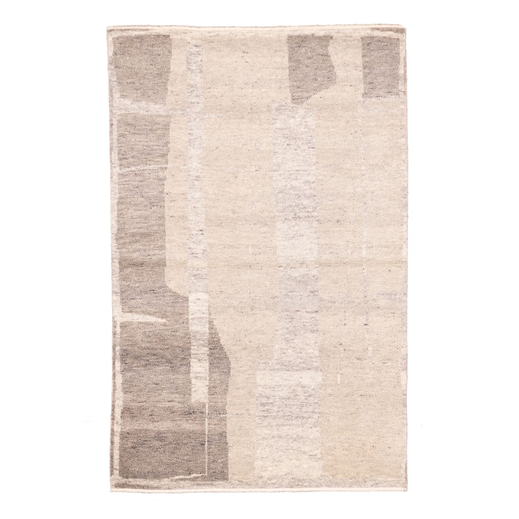 ECARPETGALLERY Hand-knotted Tangier Light Khaki Wool Rug - 4'11 x 7'10