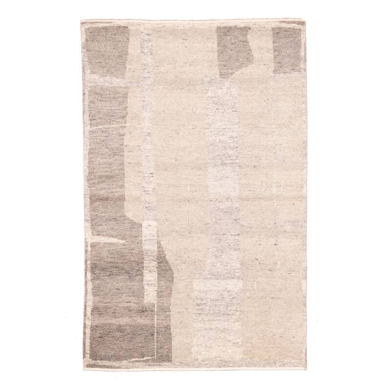 ECARPETGALLERY Hand-knotted Tangier Light Khaki Wool Rug - 4'11 x 7'10