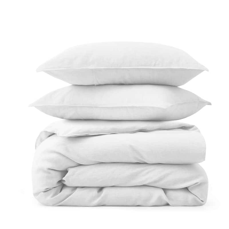 Linen Cotton Duvet Cover and Pillow Sham Set, Breathable and Skin-Friendly Bedding Set