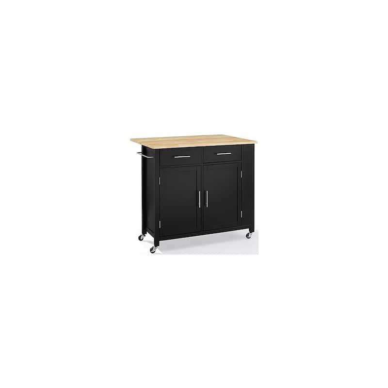 Kitchen Island Cart Wood Top Drop Leaf Portable Kitchen Storage Island Modern Furniture