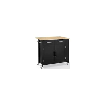 Kitchen Island Cart Wood Top Drop Leaf Portable Kitchen Storage Island Modern Furniture