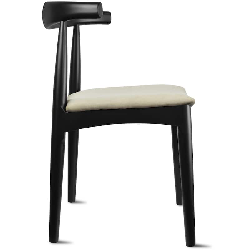 Natural Solid Wood Dining Elbow Chairs With PU Leather or Beige Fabric Cushion Seat And Oak Frame