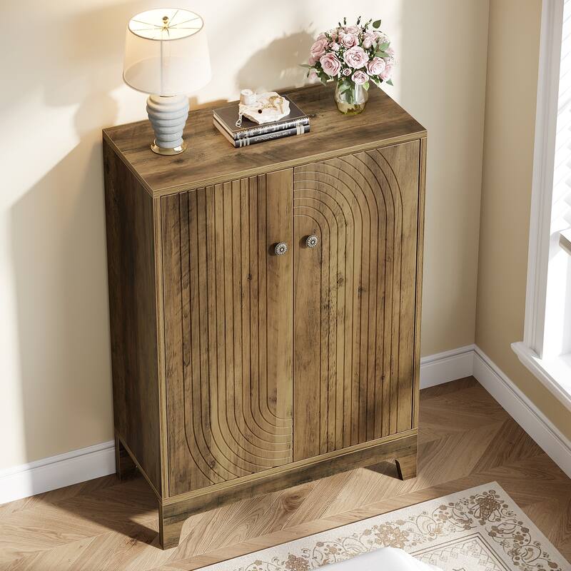 Shoe Cabinet with Doors and Adjustable Shelf